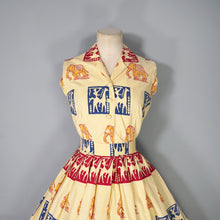 Load image into Gallery viewer, 50s BRIGHT WARM YELLOW INDIAN ELEPHANT BLOCK PRINT COTTON DRESS - XS