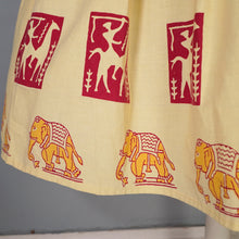 Load image into Gallery viewer, 50s BRIGHT WARM YELLOW INDIAN ELEPHANT BLOCK PRINT COTTON DRESS - XS