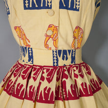 Load image into Gallery viewer, 50s BRIGHT WARM YELLOW INDIAN ELEPHANT BLOCK PRINT COTTON DRESS - XS
