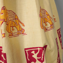 Load image into Gallery viewer, 50s BRIGHT WARM YELLOW INDIAN ELEPHANT BLOCK PRINT COTTON DRESS - XS
