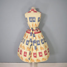 Load image into Gallery viewer, 50s BRIGHT WARM YELLOW INDIAN ELEPHANT BLOCK PRINT COTTON DRESS - XS