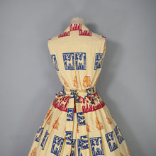 Load image into Gallery viewer, 50s BRIGHT WARM YELLOW INDIAN ELEPHANT BLOCK PRINT COTTON DRESS - XS