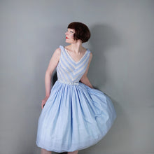 Load image into Gallery viewer, 50s VICTOR JOSSELYN PASTEL BLUE RUCHING AND LACE FULL SKIRT DRESS - XS-S