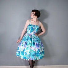 Load image into Gallery viewer, 50s TAILORED FRENCH FLORAL FULL SKIRTED FLORAL SUN DRESS - XS-S