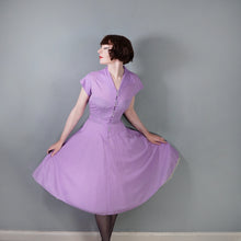 Load image into Gallery viewer, 50s PASTEL PURPLE SEERSUCKER FULL SKIRTED DRESS - S-M