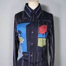Load image into Gallery viewer, 70s BLACK VICTORIAN CAFE SCENE NOVELTY NYLON SHIRT - M