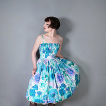 Load image into Gallery viewer, 50s TAILORED FRENCH FLORAL FULL SKIRTED FLORAL SUN DRESS - XS-S
