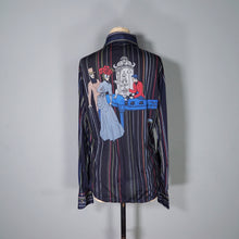 Load image into Gallery viewer, 70s BLACK VICTORIAN CAFE SCENE NOVELTY NYLON SHIRT - M