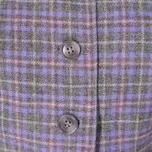 Load image into Gallery viewer, GREY AND PURPLE CHECKED LIGHTWEIGHT WOOL LATE 50s SKIRT SUIT - S