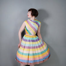 Load image into Gallery viewer, 50s PEGGY PAGE PASTEL LOLLYPOP STRIPED FULL SKIRTED DRESS - XS
