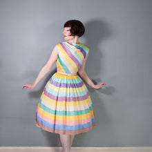 Load image into Gallery viewer, 50s PEGGY PAGE PASTEL LOLLYPOP STRIPED FULL SKIRTED DRESS - XS