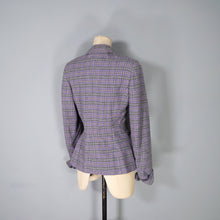 Load image into Gallery viewer, GREY AND PURPLE CHECKED LIGHTWEIGHT WOOL LATE 50s SKIRT SUIT - S