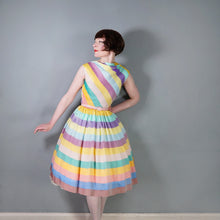 Load image into Gallery viewer, 50s PEGGY PAGE PASTEL LOLLYPOP STRIPED FULL SKIRTED DRESS - XS