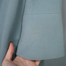 Load image into Gallery viewer, 50s 60s SURREALIST BLUE-GREY WOOL SWING COAT WITH FACE BROOCHES - S-M