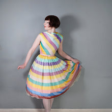 Load image into Gallery viewer, 50s PEGGY PAGE PASTEL LOLLYPOP STRIPED FULL SKIRTED DRESS - XS