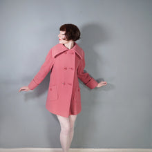Load image into Gallery viewer, 60s 70s DUSKY PINK DOUBLE BREASTED PURE WOOL MINI COAT - S-M