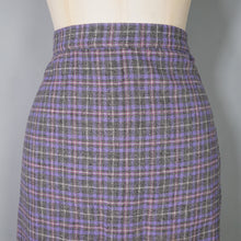 Load image into Gallery viewer, GREY AND PURPLE CHECKED LIGHTWEIGHT WOOL LATE 50s SKIRT SUIT - S