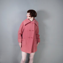 Load image into Gallery viewer, 60s 70s DUSKY PINK DOUBLE BREASTED PURE WOOL MINI COAT - S-M