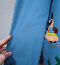Load image into Gallery viewer, 50s "LOPEZ" BLUE APPLIQUED MEXICAN TOURIST WOOL EMBROIDERED JACKET - S