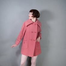 Load image into Gallery viewer, 60s 70s DUSKY PINK DOUBLE BREASTED PURE WOOL MINI COAT - S-M