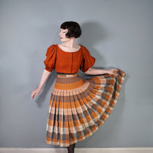 Load image into Gallery viewer, 50s SPORTRITE &quot;IN&#39;N OUTER&quot; REVERSIBLE PUMPKIN AND GREY TARTAN WOOL PLEATED SKIRT - 28-29&quot;