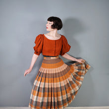 Load image into Gallery viewer, 50s SPORTRITE &quot;IN&#39;N OUTER&quot; REVERSIBLE PUMPKIN AND GREY TARTAN WOOL PLEATED SKIRT - 28-29&quot;