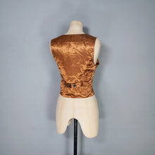 Load image into Gallery viewer, 70s LADIES BROWN AND YELLOW CHECK FITTED WAISTCOAT - S