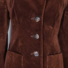 Load image into Gallery viewer, 70s BROWN VELVET CORD FITTED ACADEMIA BLAZER JACKET - XS-S