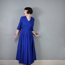 Load image into Gallery viewer, 80s DROOPY AND BROWNS / ANGELA HOLMES BLUE DRESS WITH FULL CIRCLE SWEEP - S