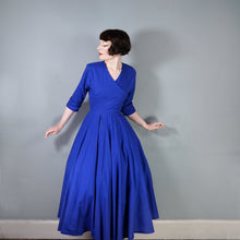 Load image into Gallery viewer, 80s DROOPY AND BROWNS / ANGELA HOLMES BLUE DRESS WITH FULL CIRCLE SWEEP - S