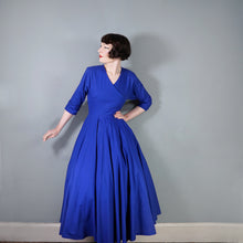 Load image into Gallery viewer, 80s DROOPY AND BROWNS / ANGELA HOLMES BLUE DRESS WITH FULL CIRCLE SWEEP - S