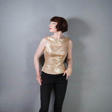 Load image into Gallery viewer, 50s METALLIC GOLD LUREX FITTED EVENING TOP / BLOUSE - S