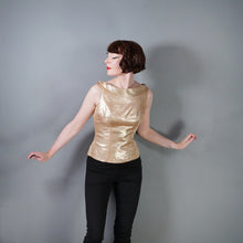 Load image into Gallery viewer, 50s METALLIC GOLD LUREX FITTED EVENING TOP / BLOUSE - S