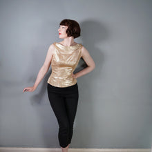 Load image into Gallery viewer, 50s METALLIC GOLD LUREX FITTED EVENING TOP / BLOUSE - S