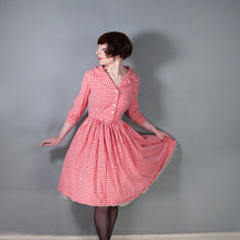 Load image into Gallery viewer, 50s 60s RED AND WHITE GINGHAM CHECK SHIRTWAIST COTTON DAY DRESS - S