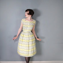 Load image into Gallery viewer, 40s / 50s SOFT RAYON YELLOW FLORAL TEA DRESS WITH BELT - M