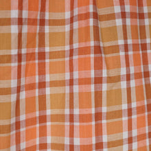 Load image into Gallery viewer, 60s PEACHY ORANGE CHECK PRINT COTTON DAY DRESS WITH BELT - S-M