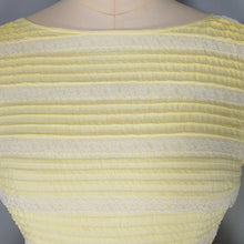 Load image into Gallery viewer, 50s YELLOW COTTON PIN TUCK FULL SKIRTED DRESS WITH LACE TRIMS - XS-S