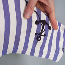 Load image into Gallery viewer, 50s BLUE WHITE STRIPED ANCHOR PRINT TIE NECK SAILOR SHIRT TOP - XS-S