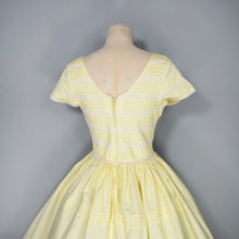 Load image into Gallery viewer, 50s YELLOW COTTON PIN TUCK FULL SKIRTED DRESS WITH LACE TRIMS - XS-S
