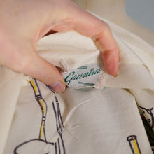 Load image into Gallery viewer, 50s GREENTREE SAUL STEINBERG CARRIBEAN NOVELTY PRINT FULL SKIRTED DRESS - S