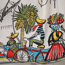 Load image into Gallery viewer, 50s GREENTREE SAUL STEINBERG CARRIBEAN NOVELTY PRINT FULL SKIRTED DRESS - S
