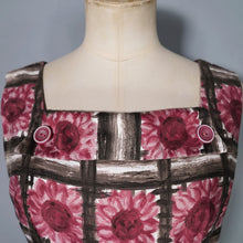 Load image into Gallery viewer, 60s ASCOT MODEL BROWN AND PINK FLORAL PRINT COTTON DAY DRESS - S