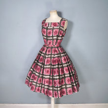 Load image into Gallery viewer, 60s ASCOT MODEL BROWN AND PINK FLORAL PRINT COTTON DAY DRESS - S