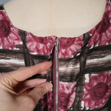 Load image into Gallery viewer, 60s ASCOT MODEL BROWN AND PINK FLORAL PRINT COTTON DAY DRESS - S