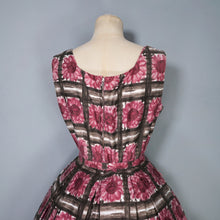 Load image into Gallery viewer, 60s ASCOT MODEL BROWN AND PINK FLORAL PRINT COTTON DAY DRESS - S