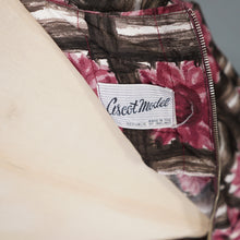 Load image into Gallery viewer, 60s ASCOT MODEL BROWN AND PINK FLORAL PRINT COTTON DAY DRESS - S