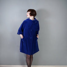 Load image into Gallery viewer, 60s RICH ROYAL BLUE VELVET SWING / OPERA COAT WITH COWL COLLAR - free size