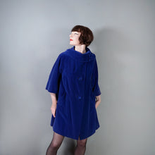 Load image into Gallery viewer, 60s RICH ROYAL BLUE VELVET SWING / OPERA COAT WITH COWL COLLAR - free size