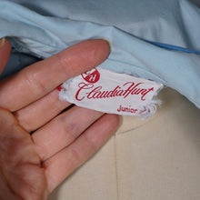 Load image into Gallery viewer, 50s CLAUDIA HUNT PASTEL BLUE FLORAL EMBROIDERED SHIRT DRESS - XS